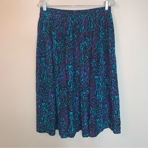 Vintage Snazzie Solo Purple Blue Animal Print Midi Skirt
